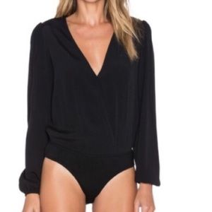 Lovers + Friends Black V cut Bodysuit Blou…